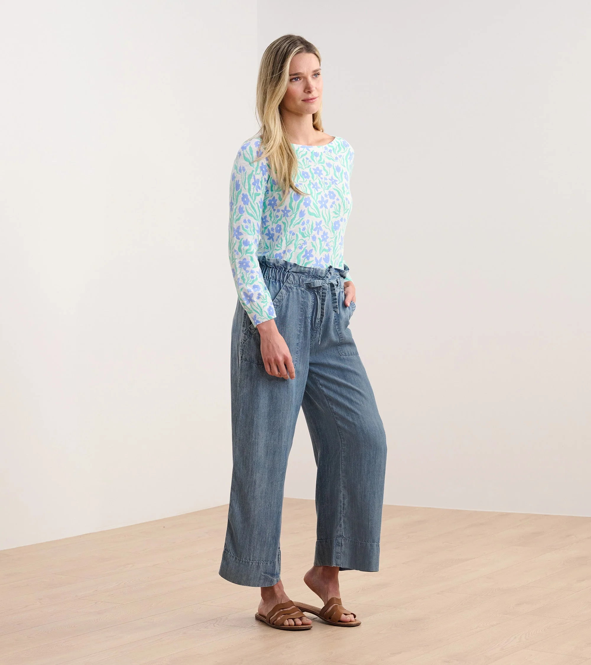 3/4 Sleeve Knit Breton - Painted Flowers - Image 4