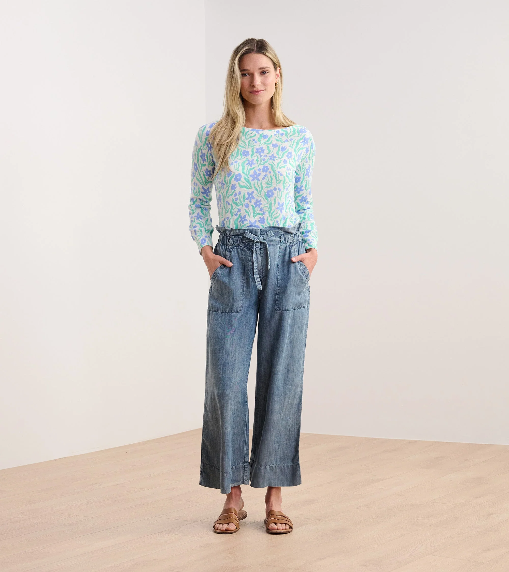 3/4 Sleeve Knit Breton - Painted Flowers - Image 7