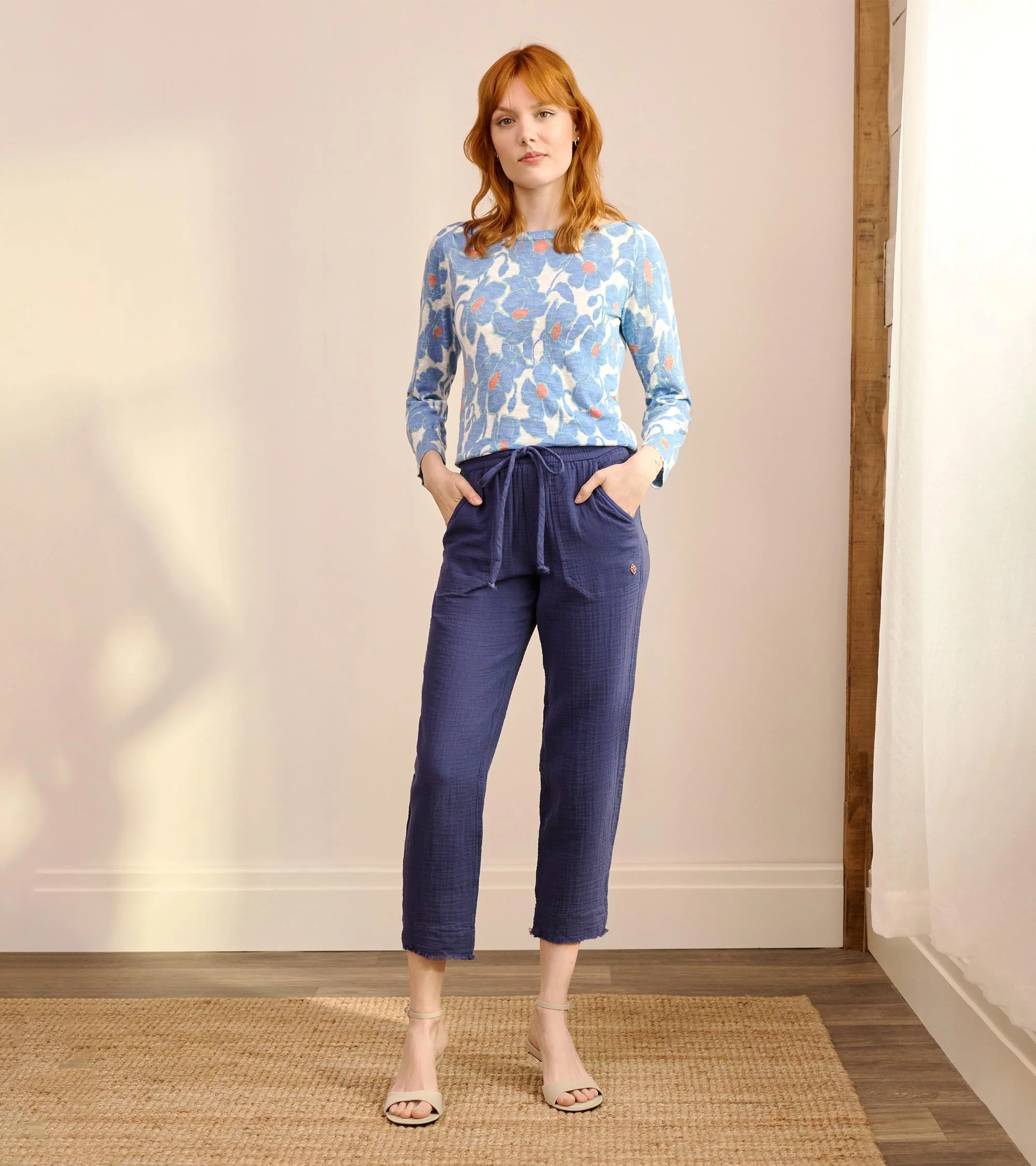 3/4 Sleeve Knit Breton - Textured Poppies - Image 5