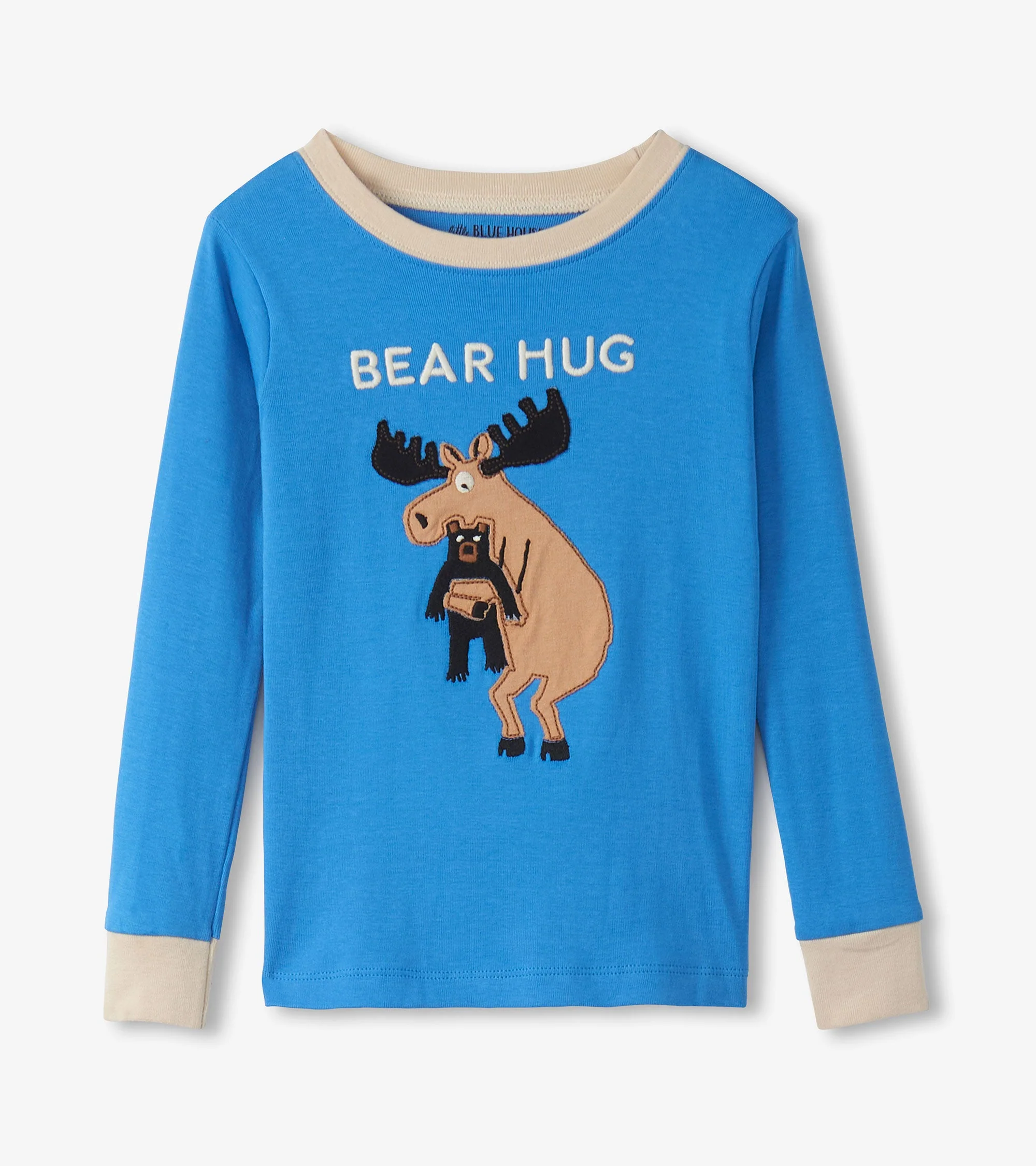 Boys Blue Moose Bear Hug Pajama Set - Image 2