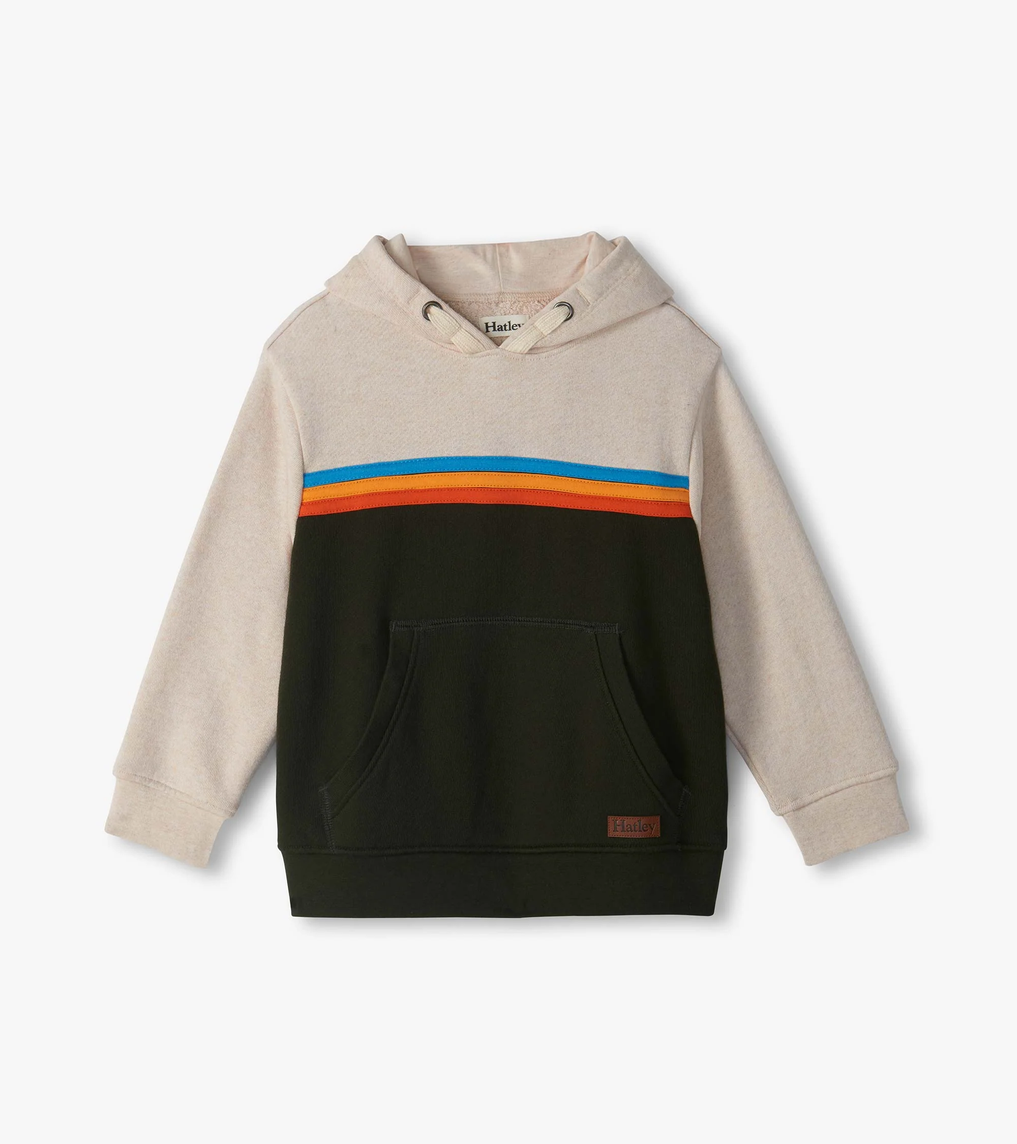 Boys Oatmeal Colourblock Pullover Hoodie