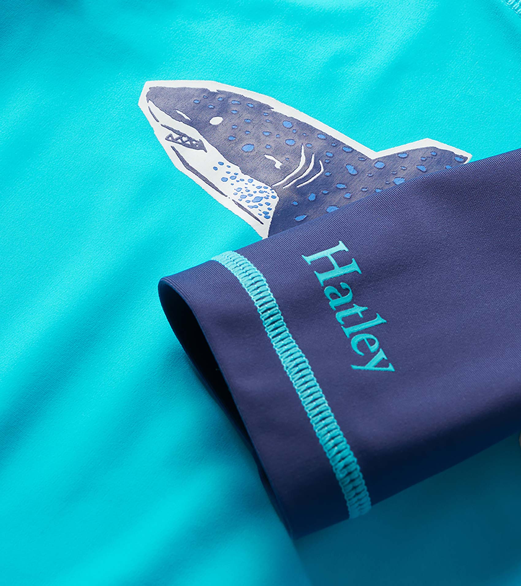 Boys Shark Blue Short Sleeve Rashguard - Image 3