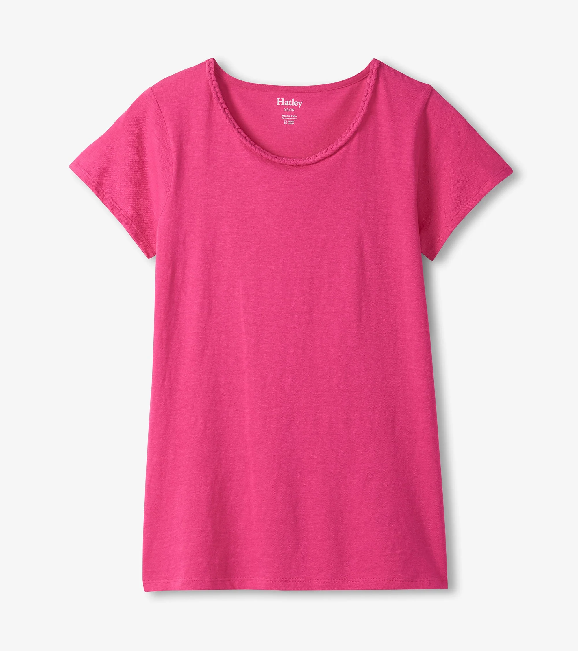 Braided Neck Tee - Fuschia - Image 2