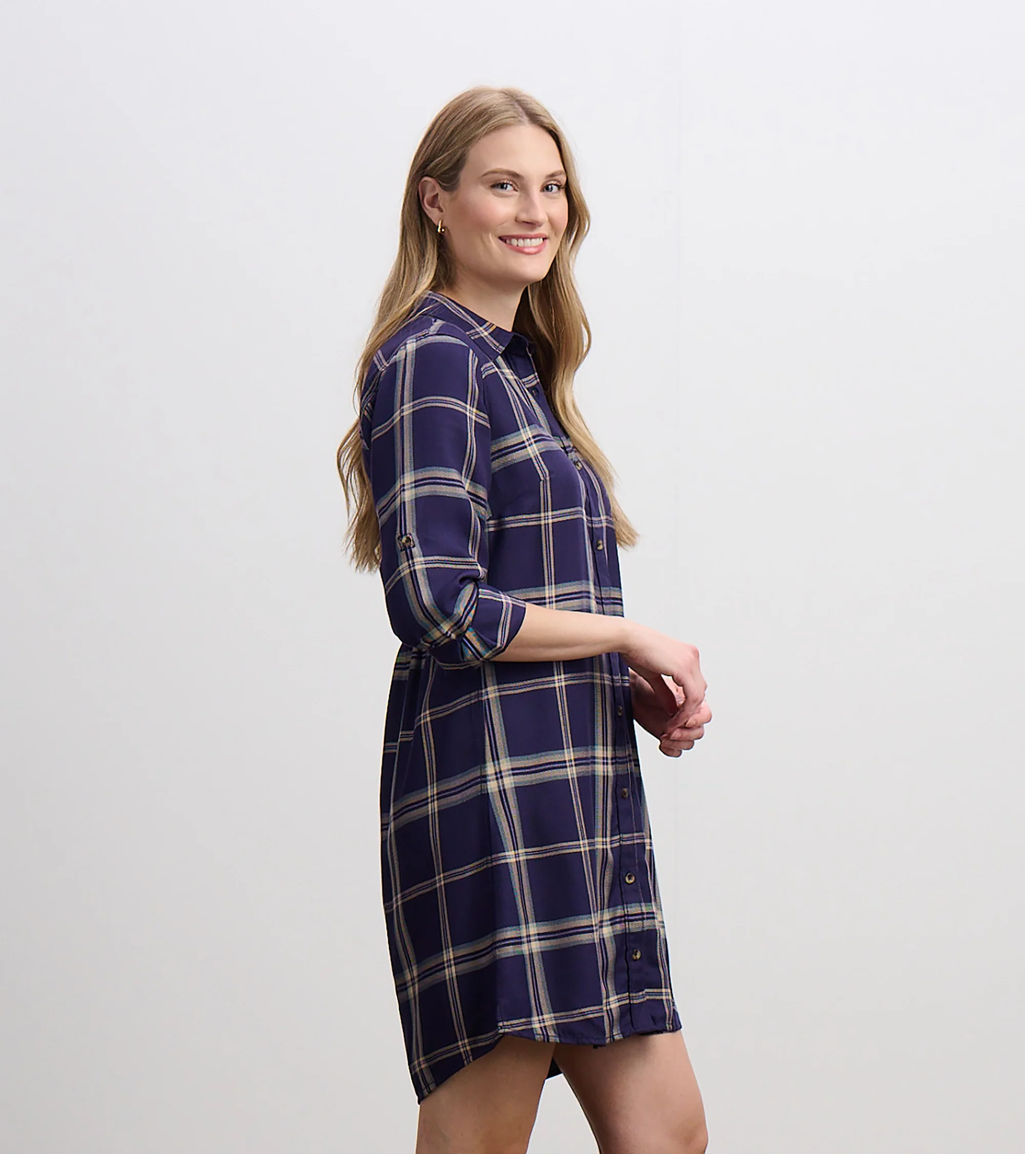 Cara Shirt Dress - Heirloom Navy Plaid - Image 3