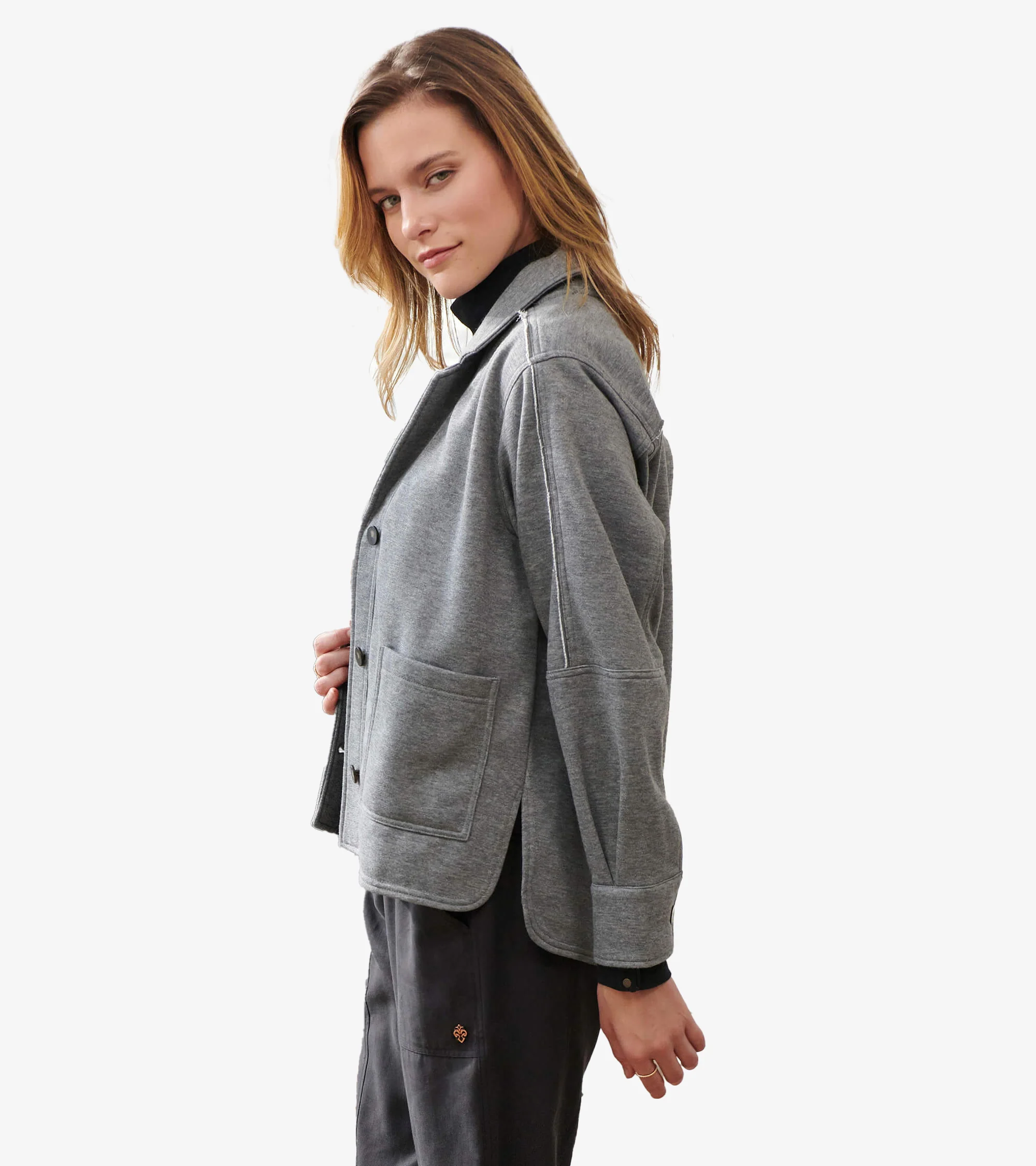 Emily Relaxed Blazer - Charcoal Melange - Image 3