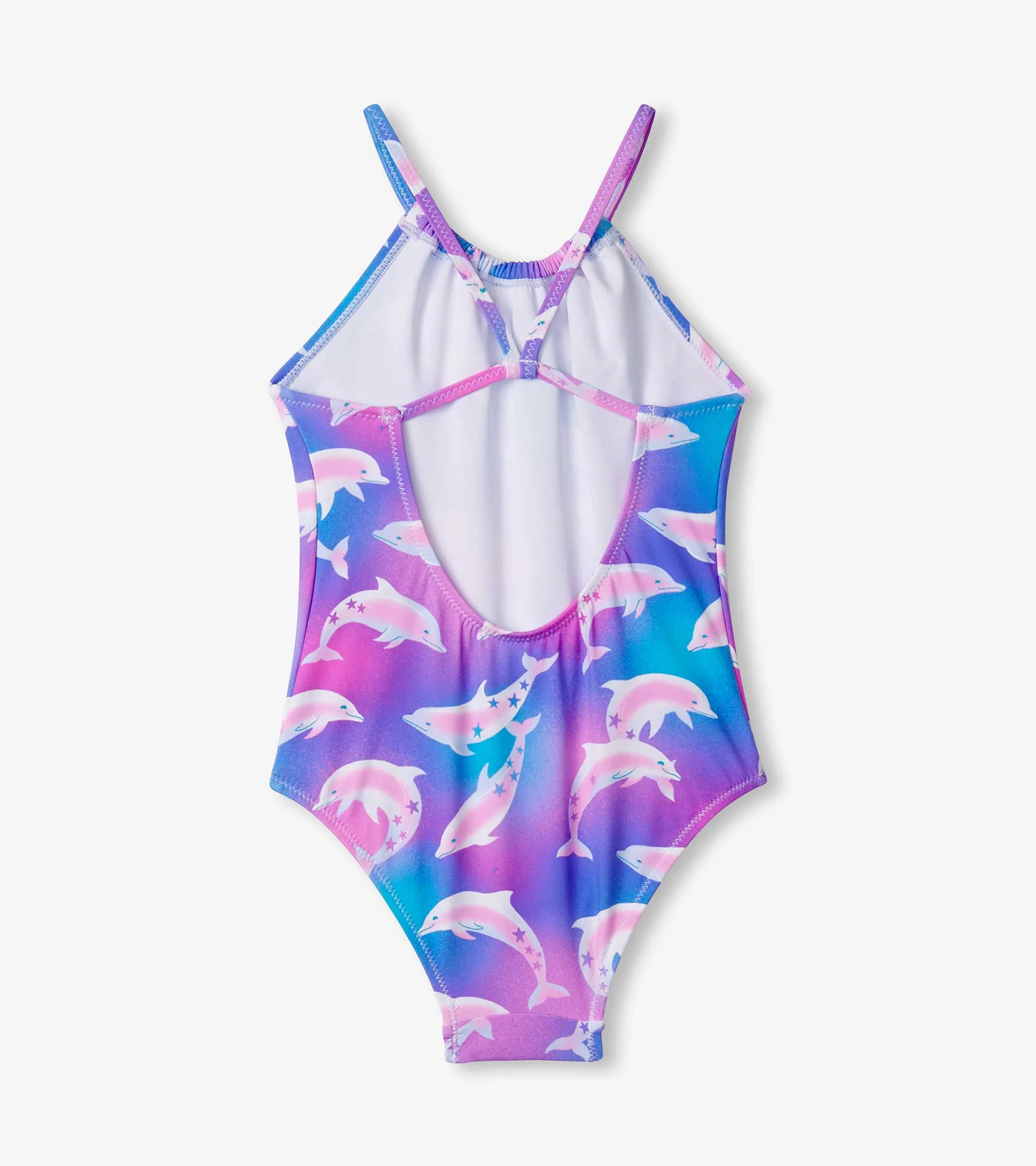 Girls Airbrush Dolphins Gather Front Swimsuit - Image 2