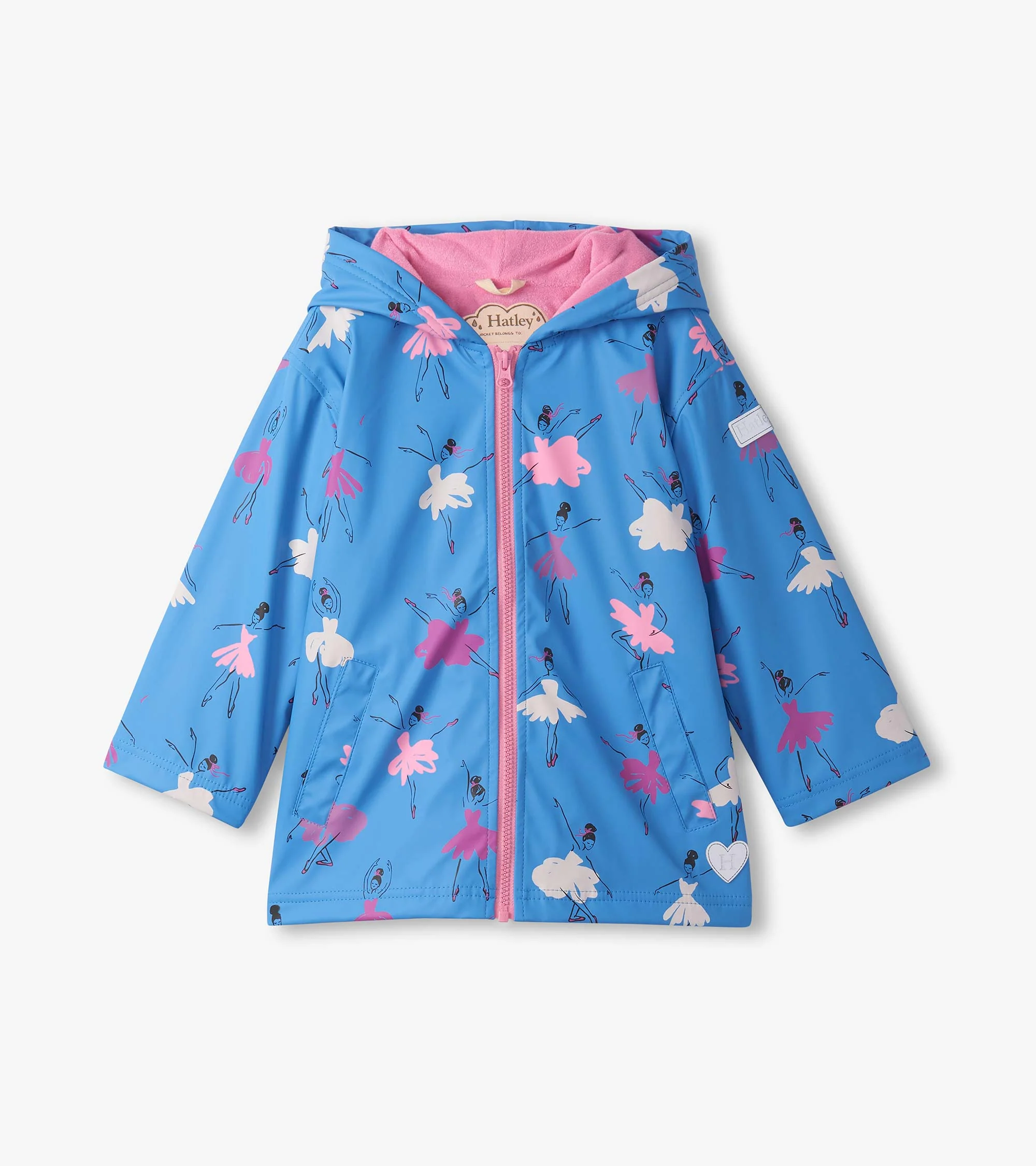 Girls Ballet School Colour Changing Zip-Up Rain Jacket