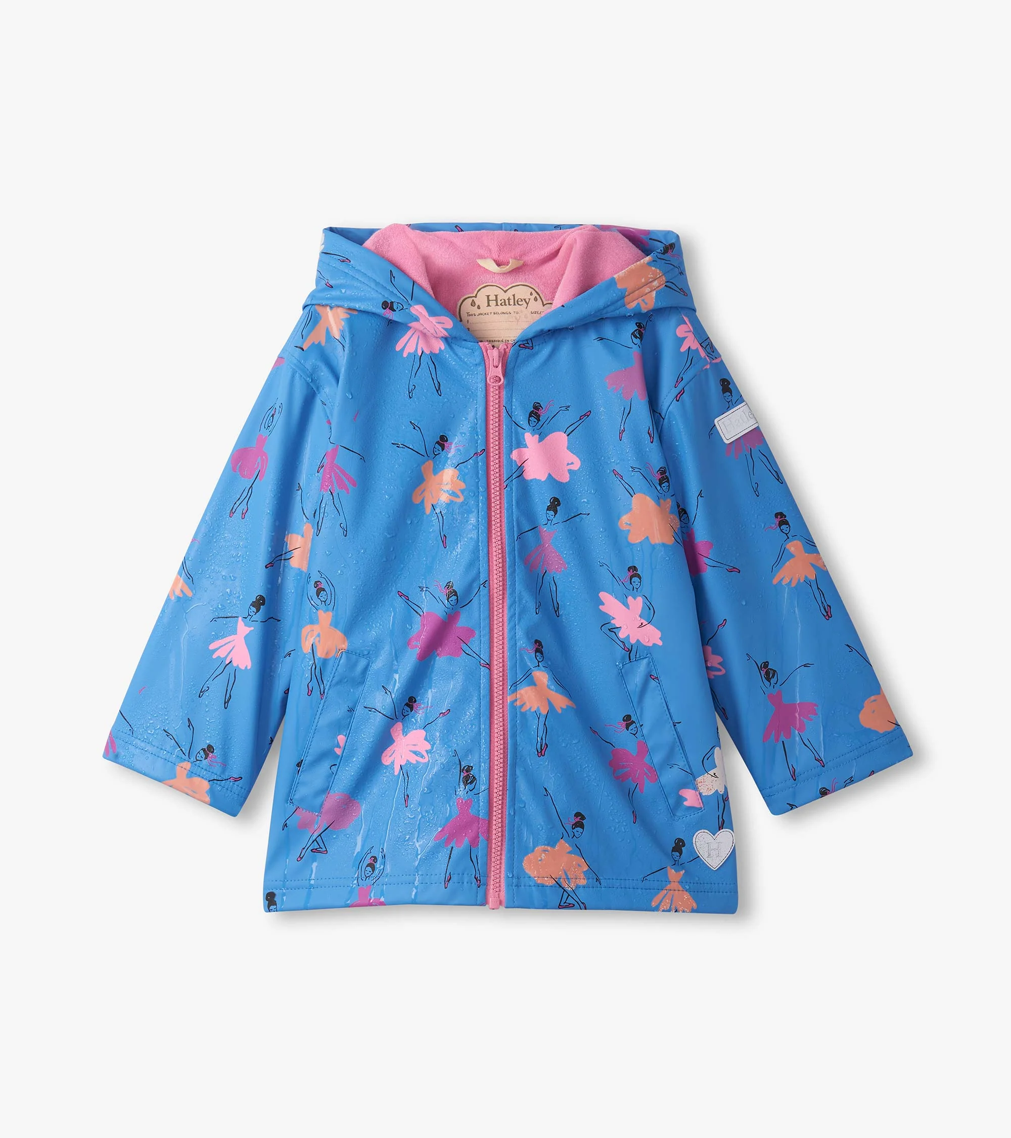Girls Ballet School Colour Changing Zip-Up Rain Jacket - Image 2