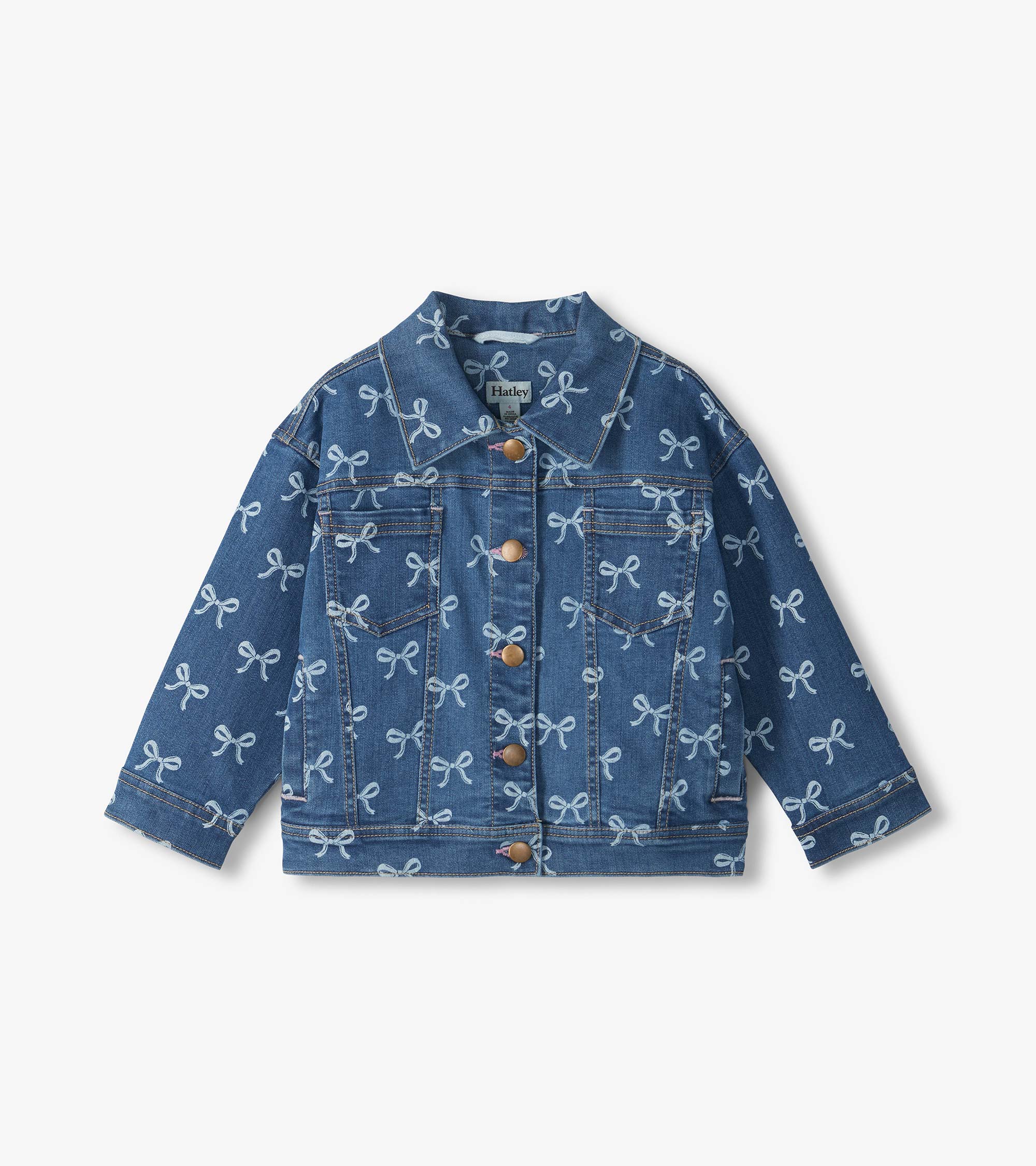 Girls Bows Slouchy Denim Jacket