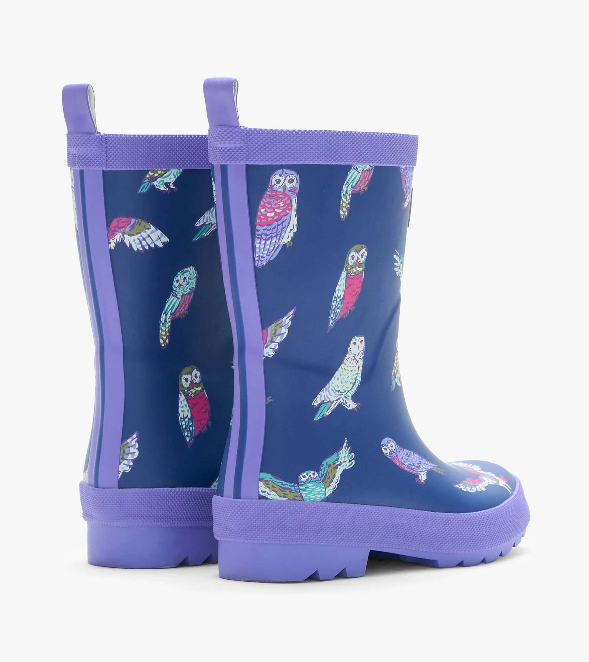 Girls Colourful Owls Matte Rain Boots - Image 3