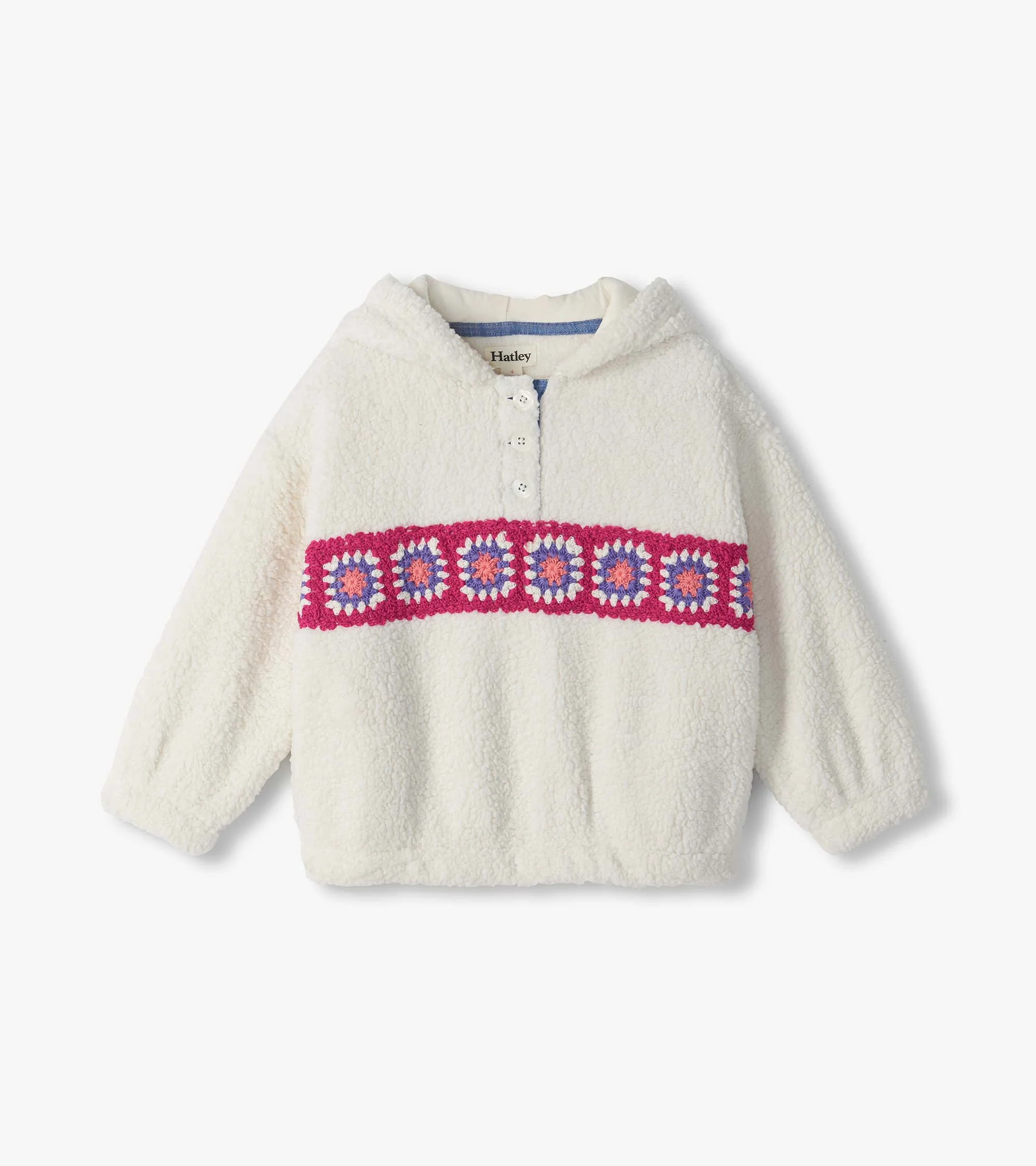 Girls Fuzzy Crochet Pullover