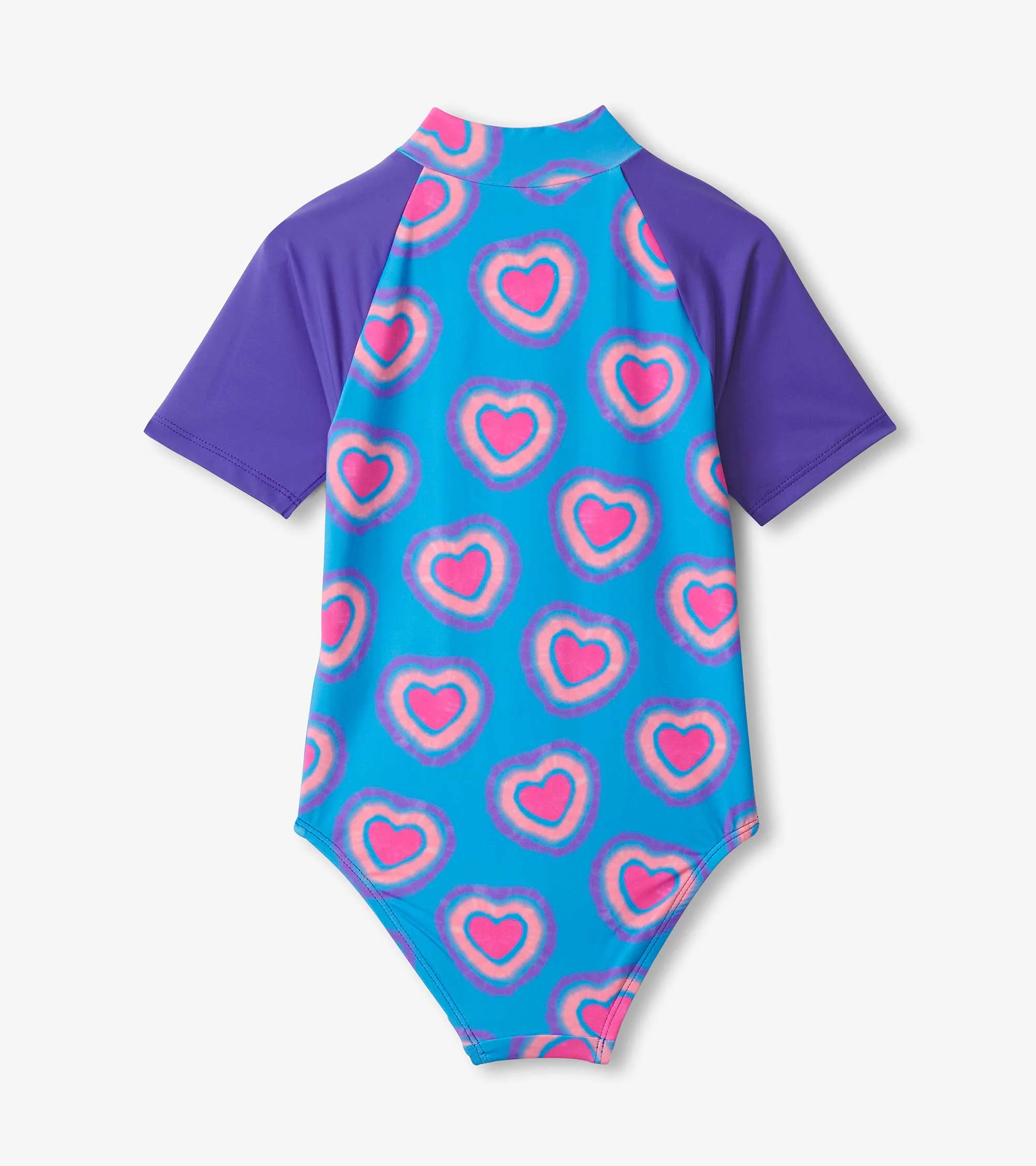 Girls Glowing Hearts One-Piece Rashguard - Image 2