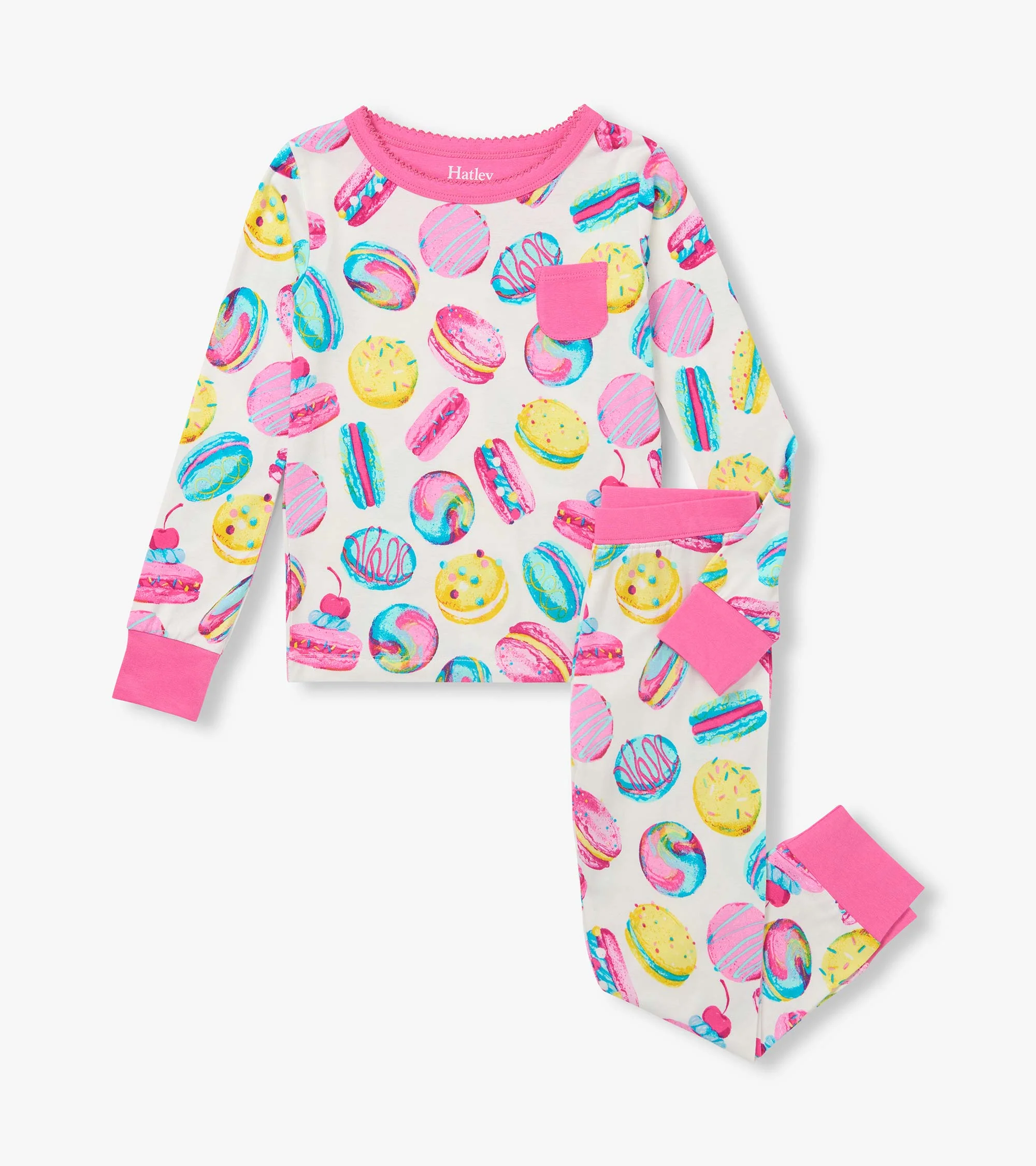 Girls Macaron Bamboo Pajama Set