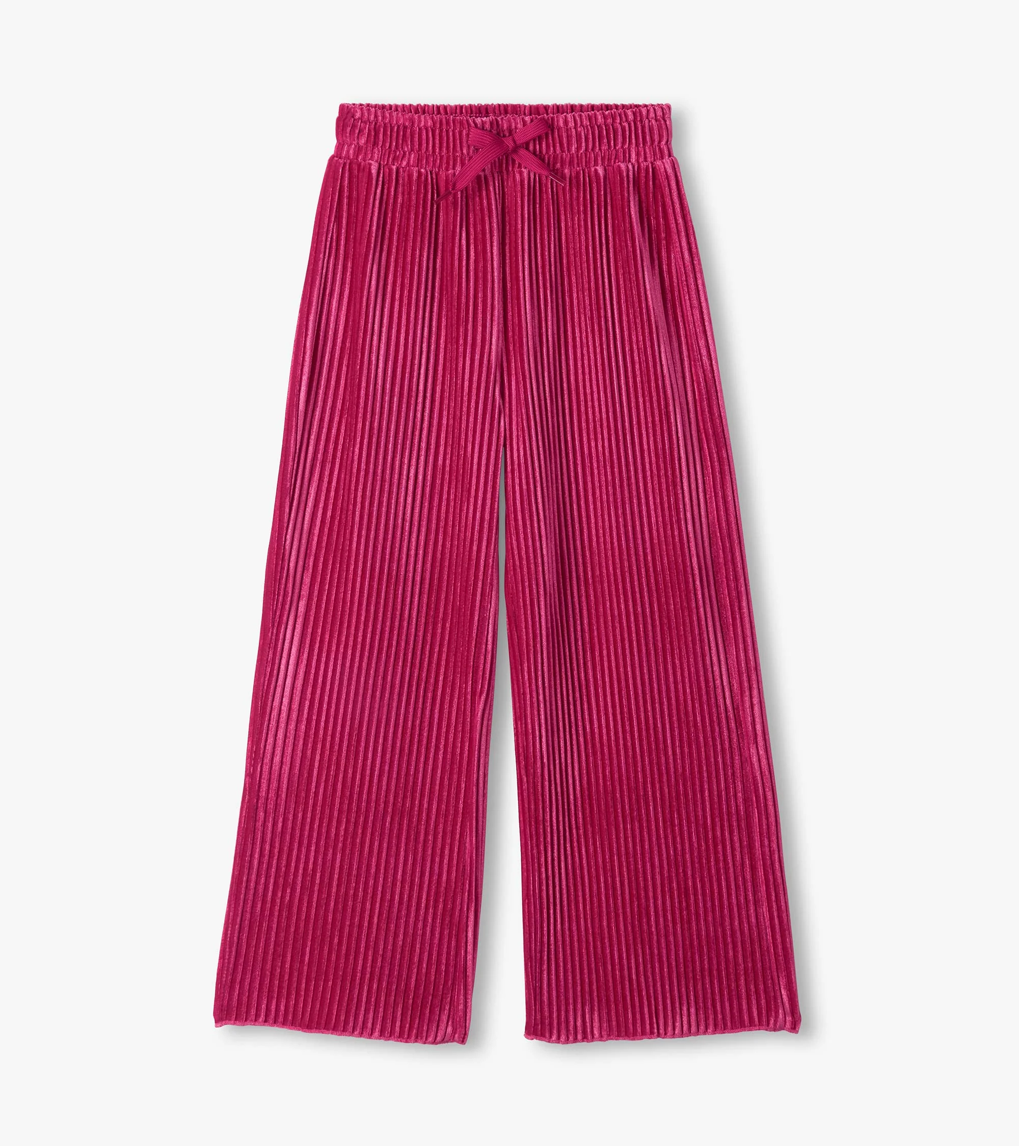 Girls Pink Pleated Velour Relaxed Pants
