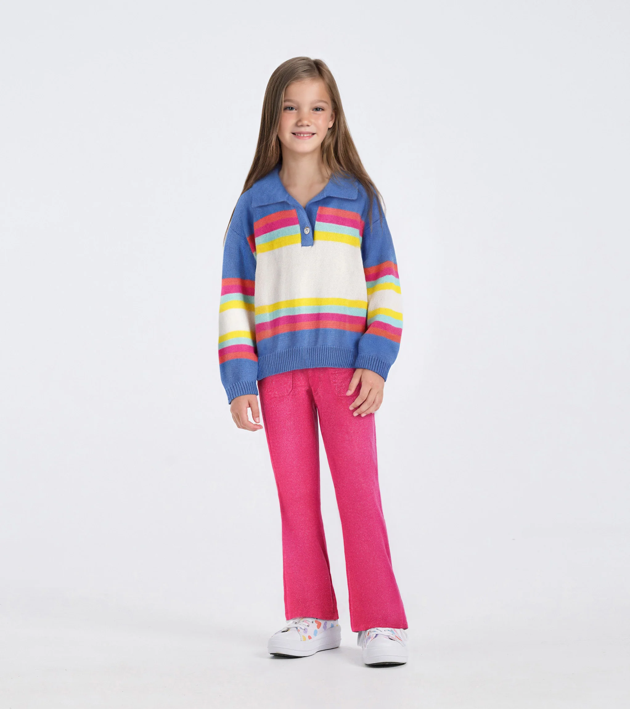 Girls Royal Colourblock Johnny Collar Sweater - Image 2