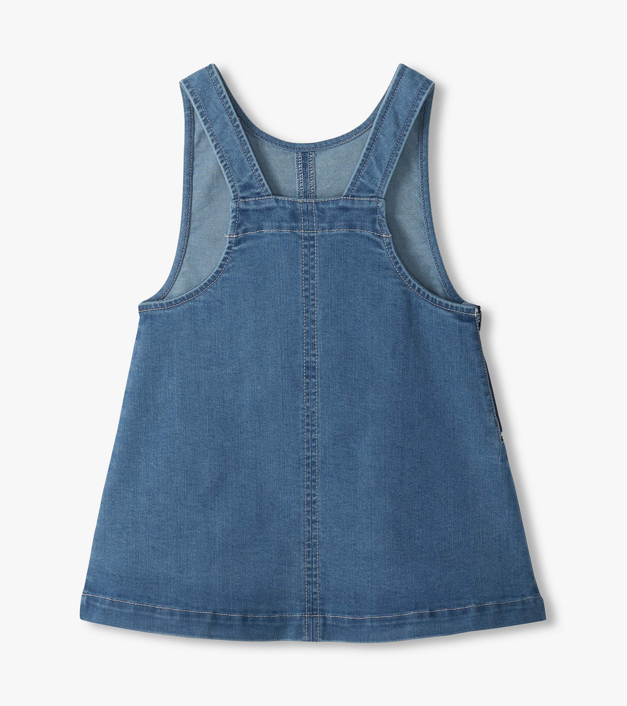 Girls Stretch Denim Pinafore Dress - Image 2