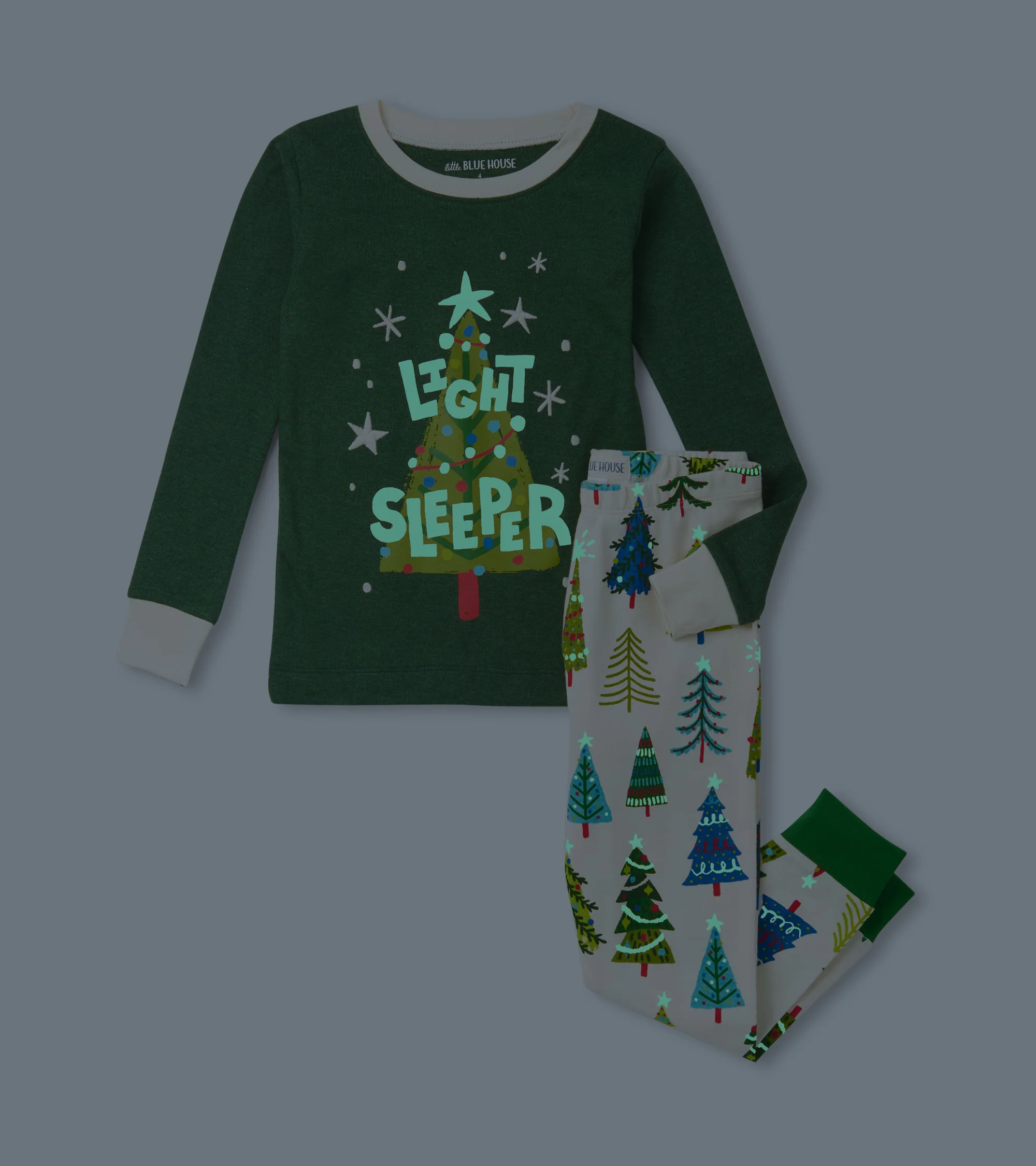 Kids Christmas Trees Light Pajama Set - Image 2