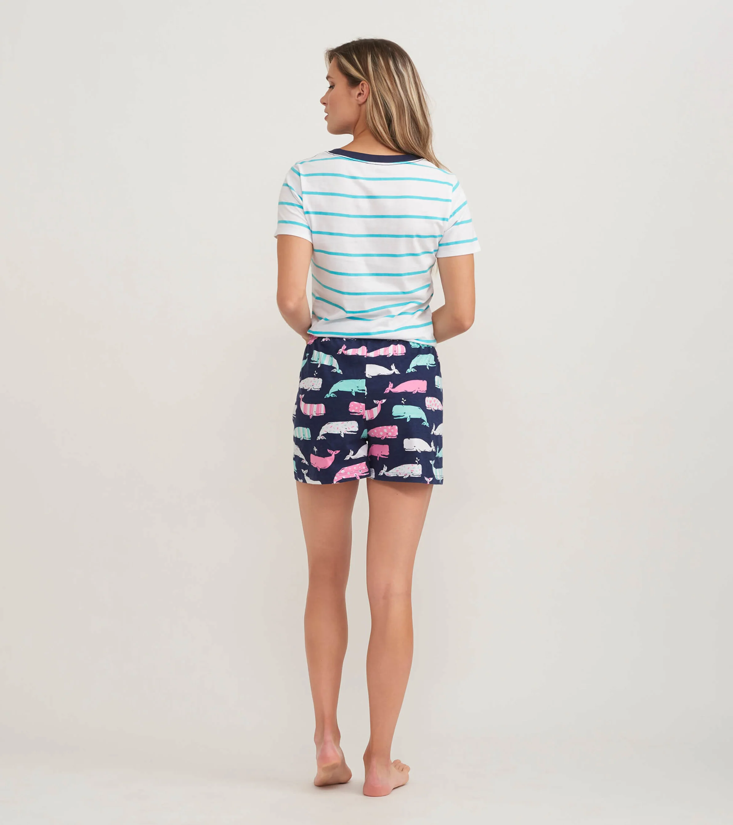Nautical Whales Women's Cotton Sleep Shorts - Image 3