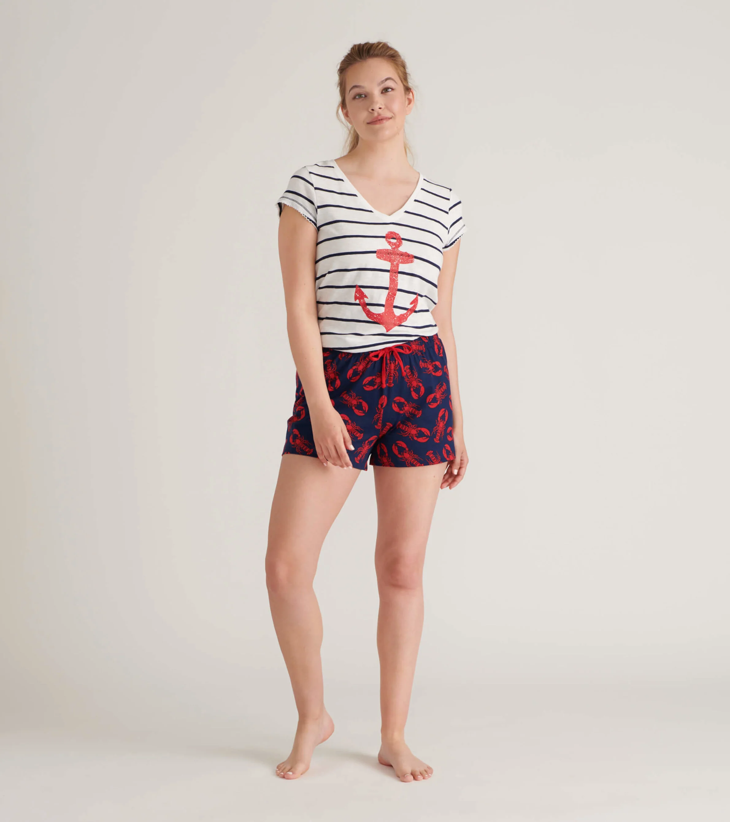 Navy Lobster Women's Cotton Sleep Shorts - Image 2