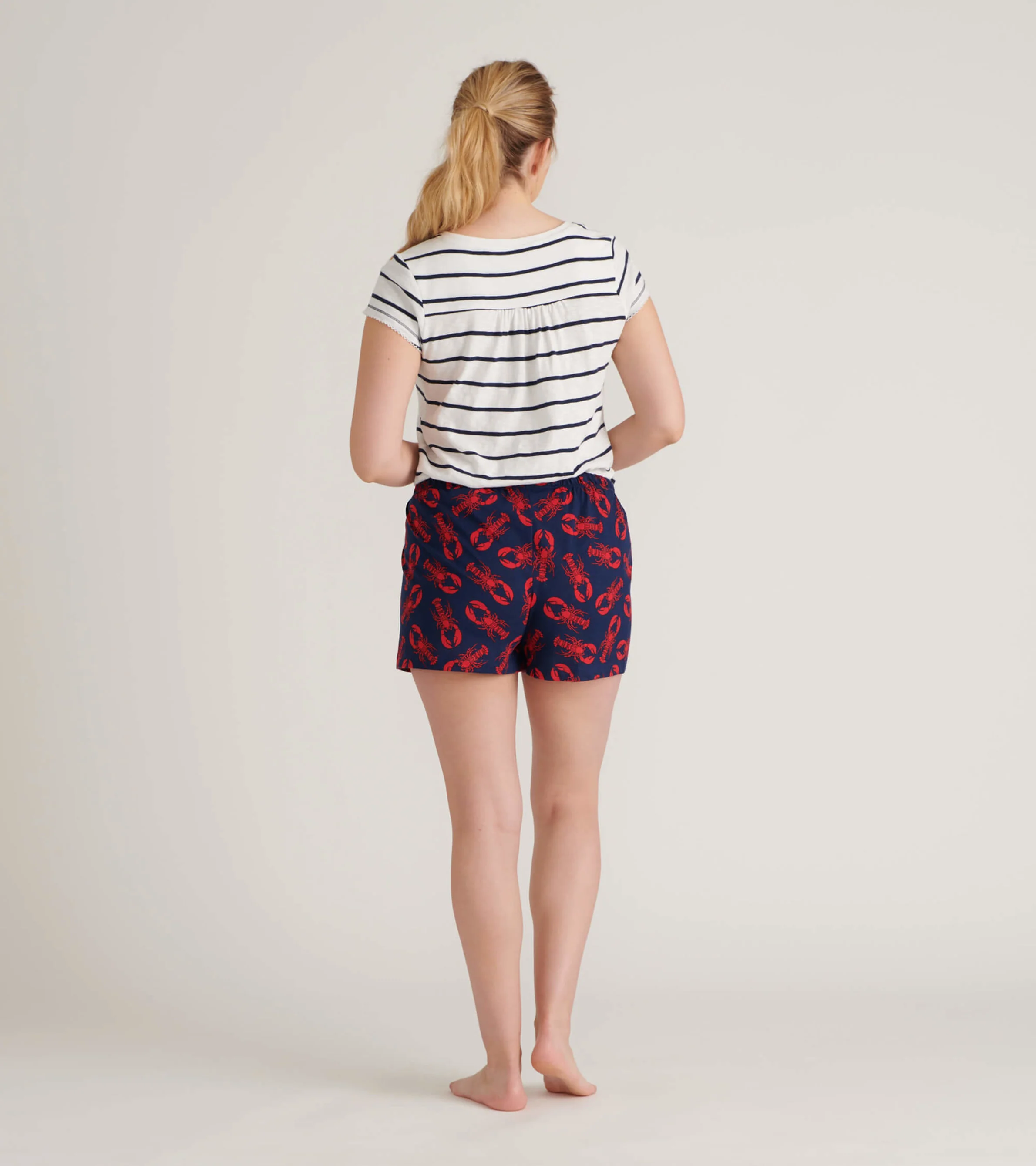 Navy Lobster Women's Cotton Sleep Shorts - Image 3