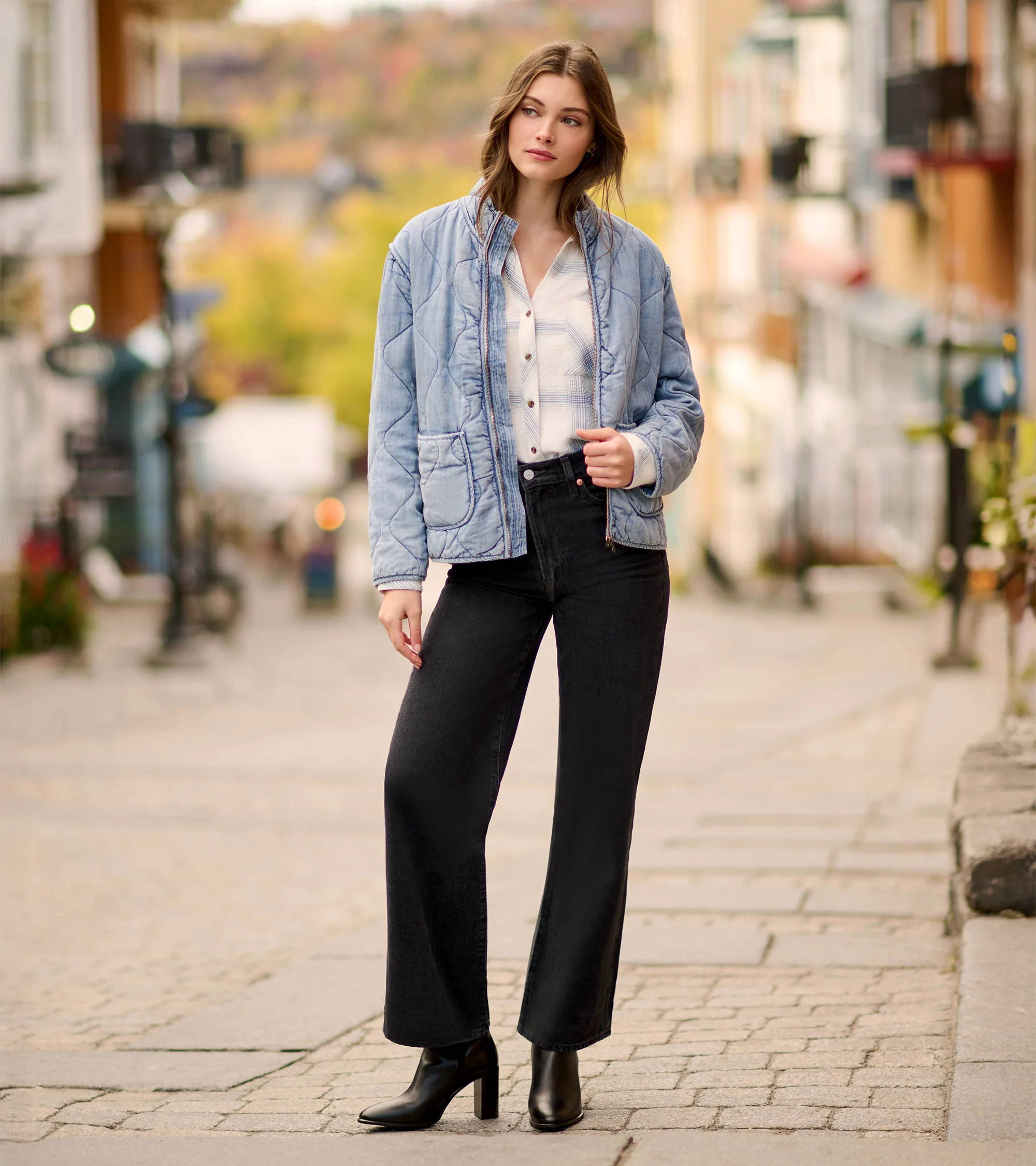 Quilted Tencel Jacket - Washed Blue - Image 6