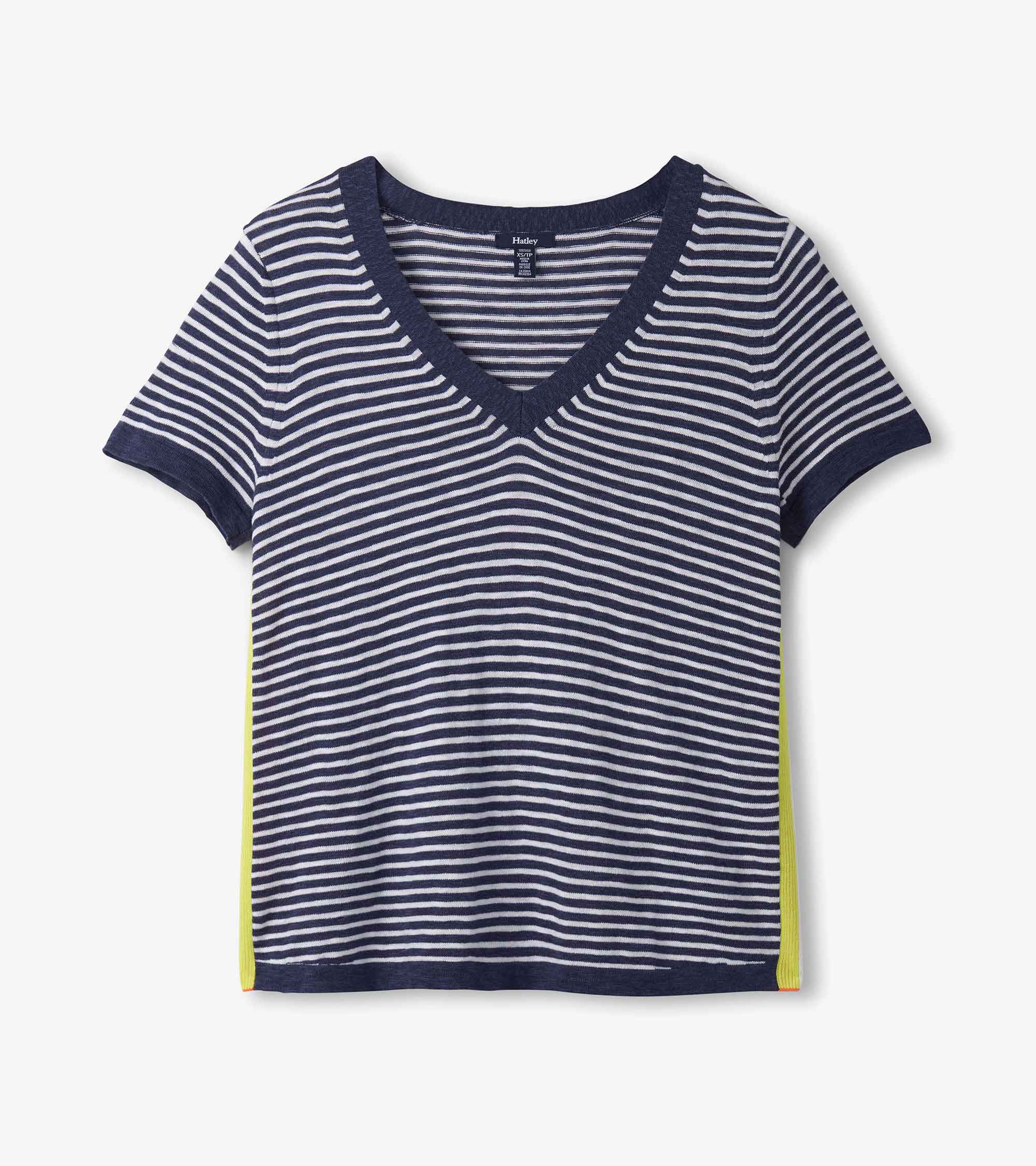 V-Neck Knit Tee - Patriot Blue Stripes - Image 2
