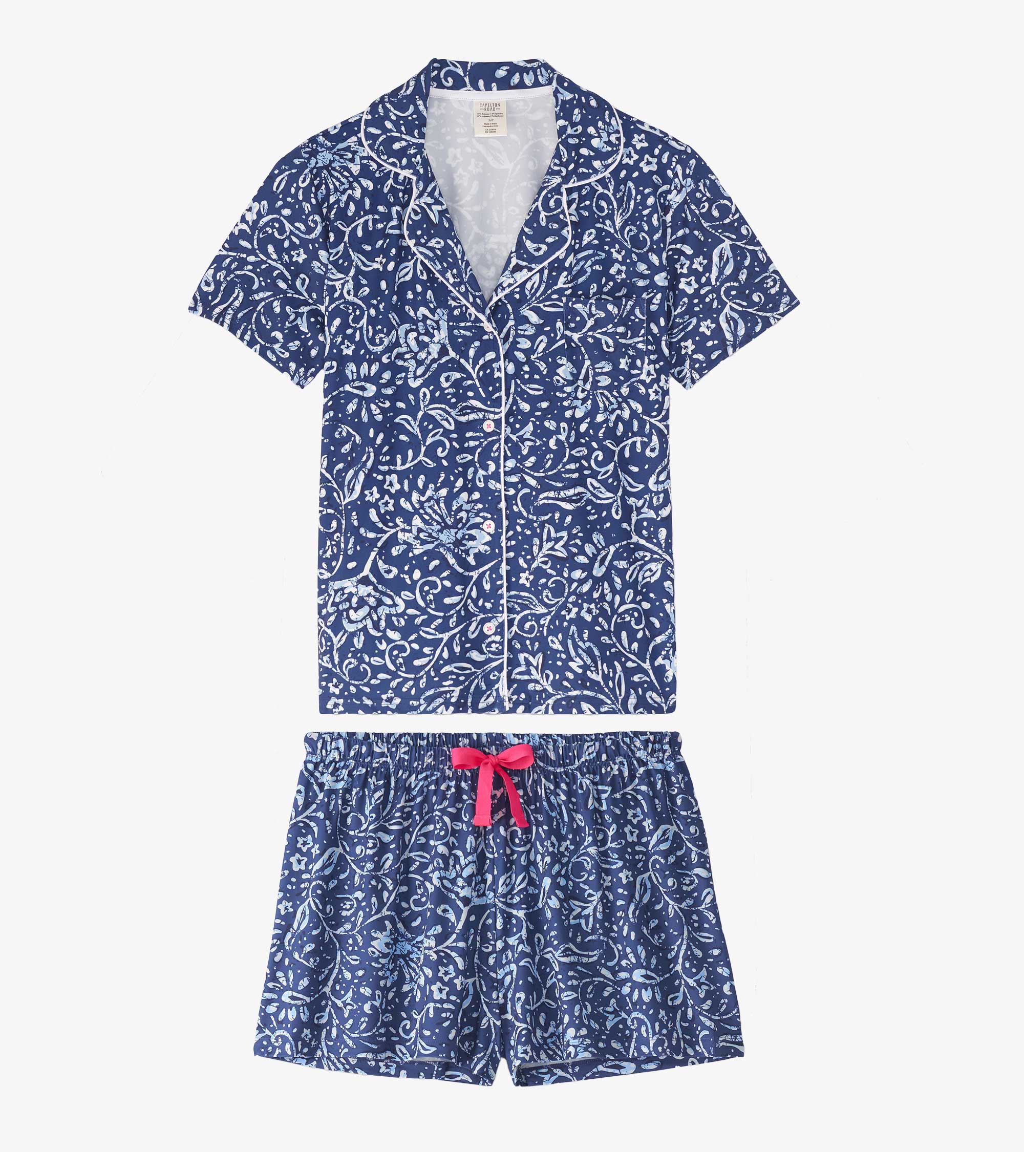 Women's Batik Flowers Polyknit Short Pajama Set - Image 2