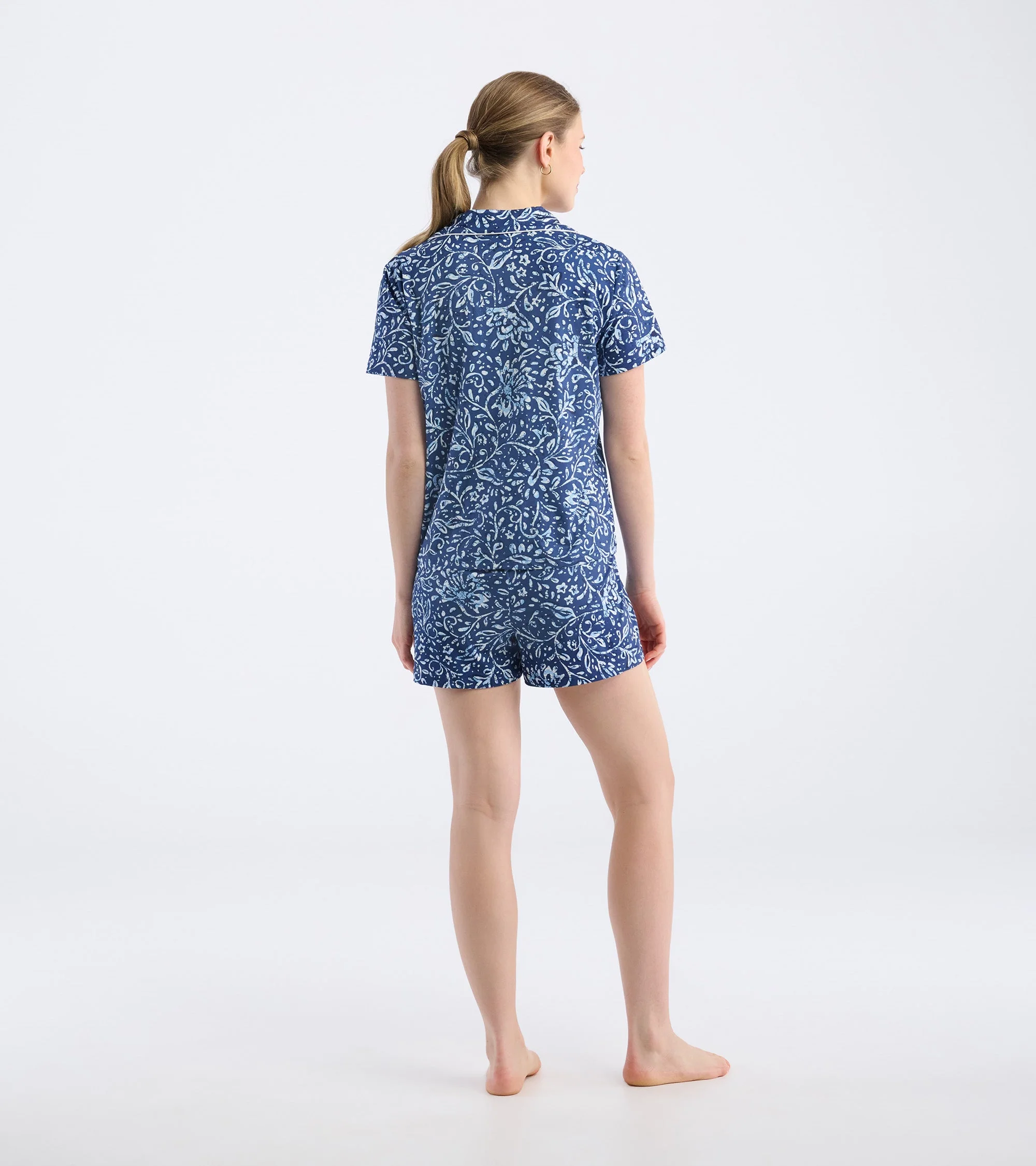 Women's Batik Flowers Polyknit Short Pajama Set - Image 3