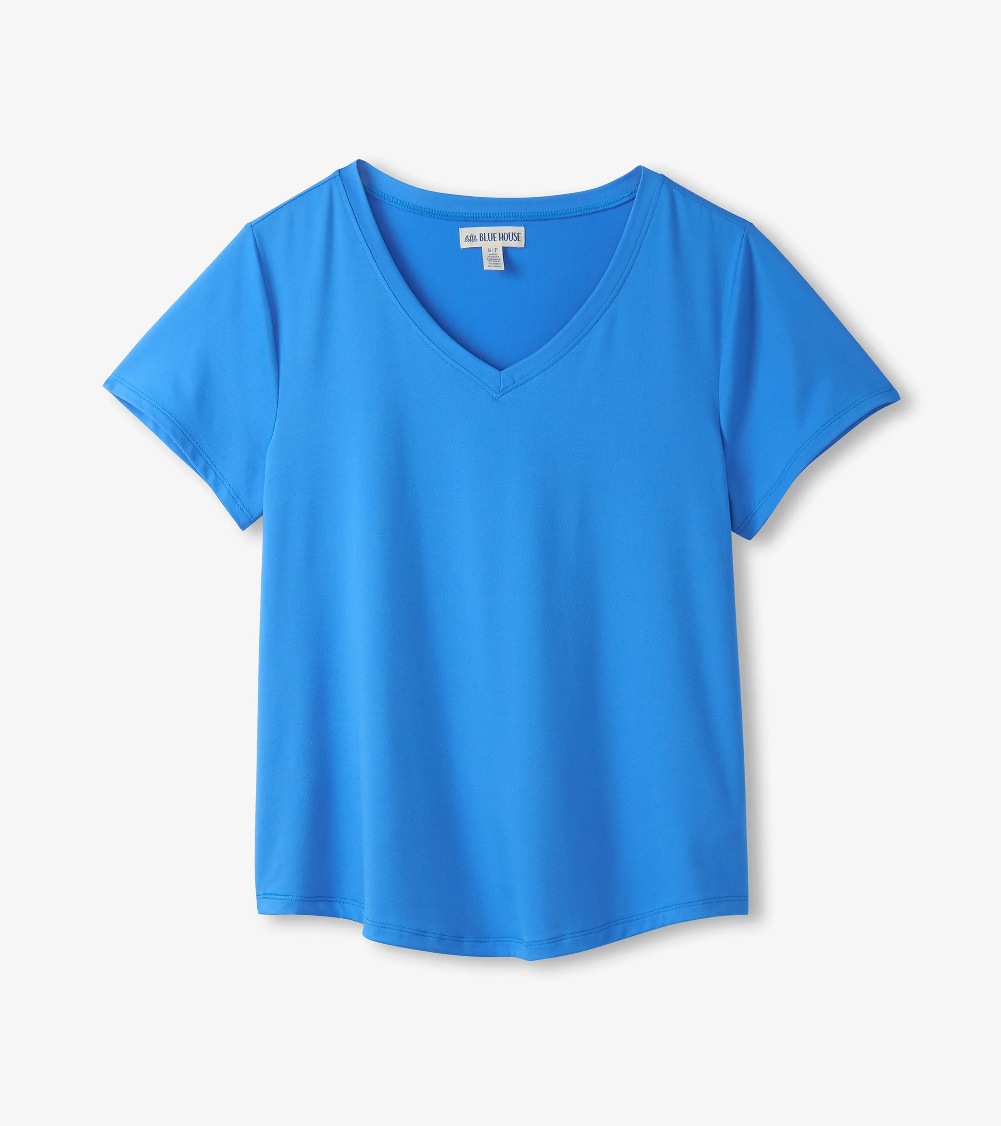 Women's Blue Polyknit V-Neck T-Shirt - Image 5