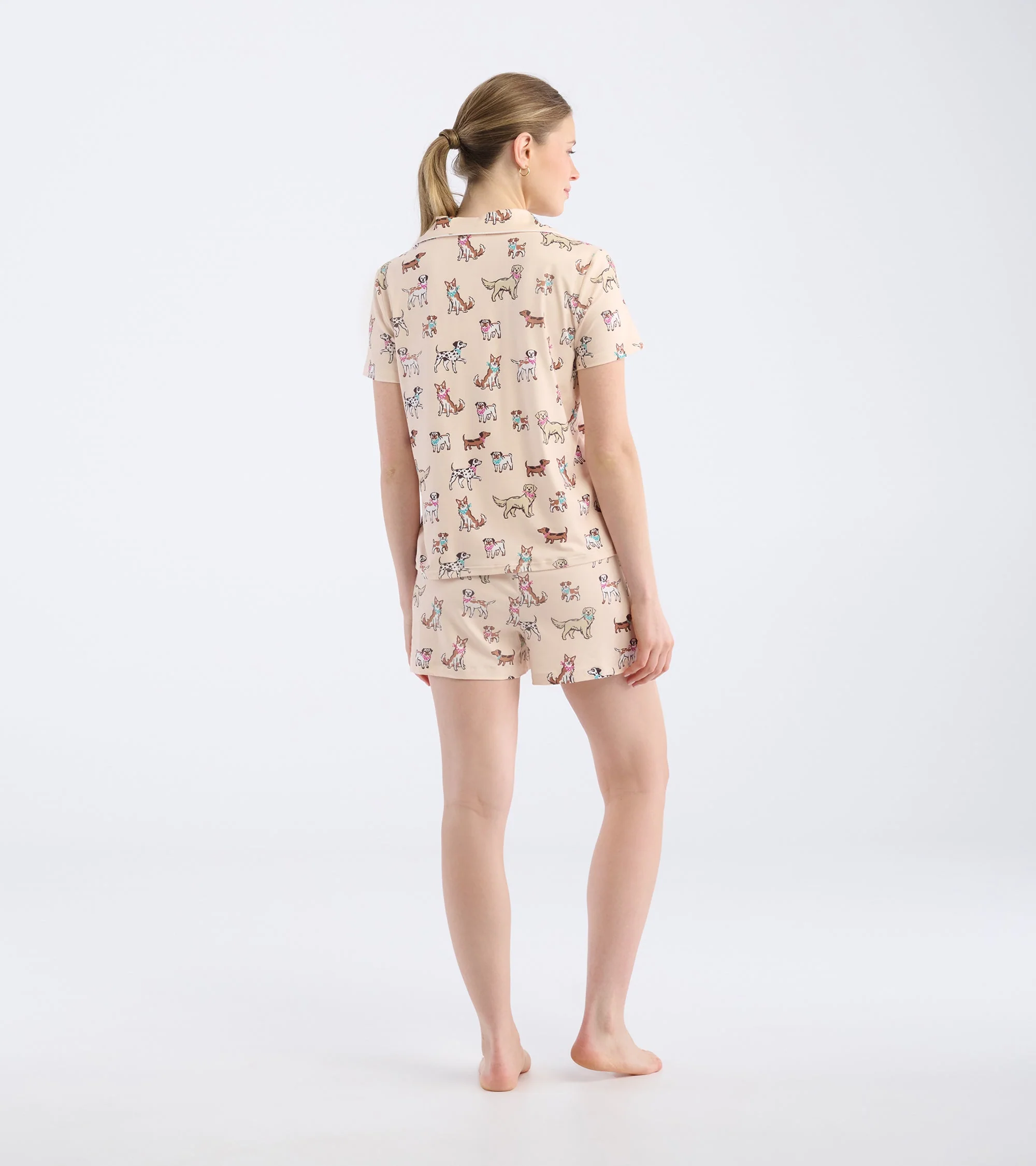 Women's Cute Pups Polyknit Short Pajama Set - Image 3