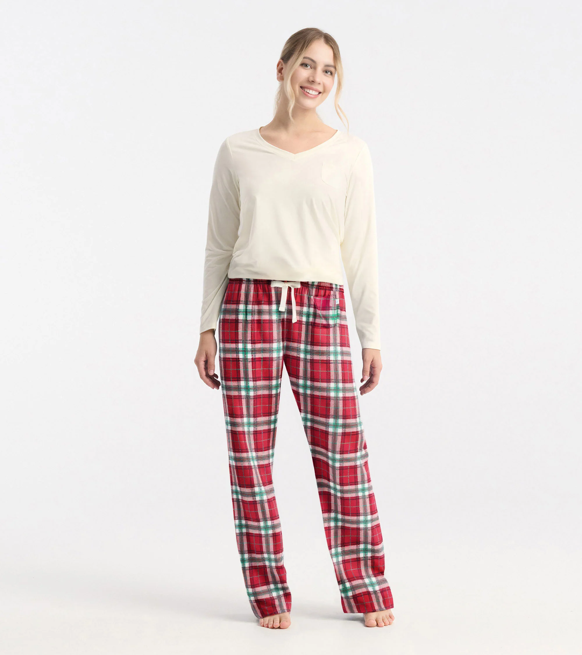Women's Holiday Plaid Polyknit Pajama Pants - Image 3