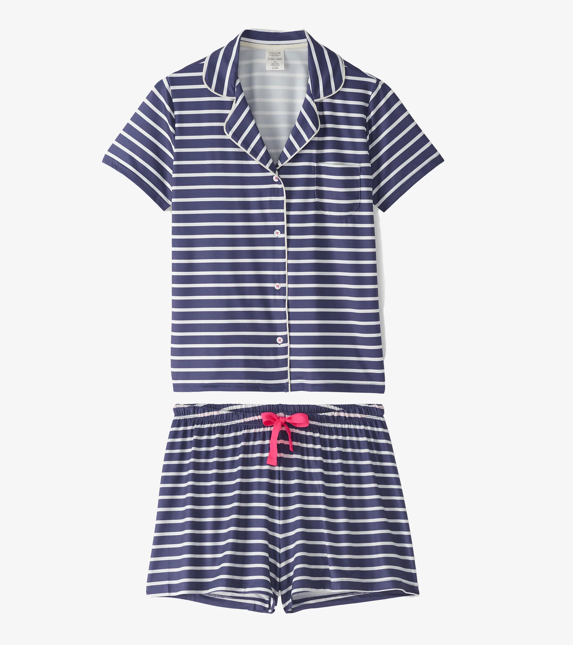 Women's Nautical Stripes Polyknit Short Pajama Set - Image 2