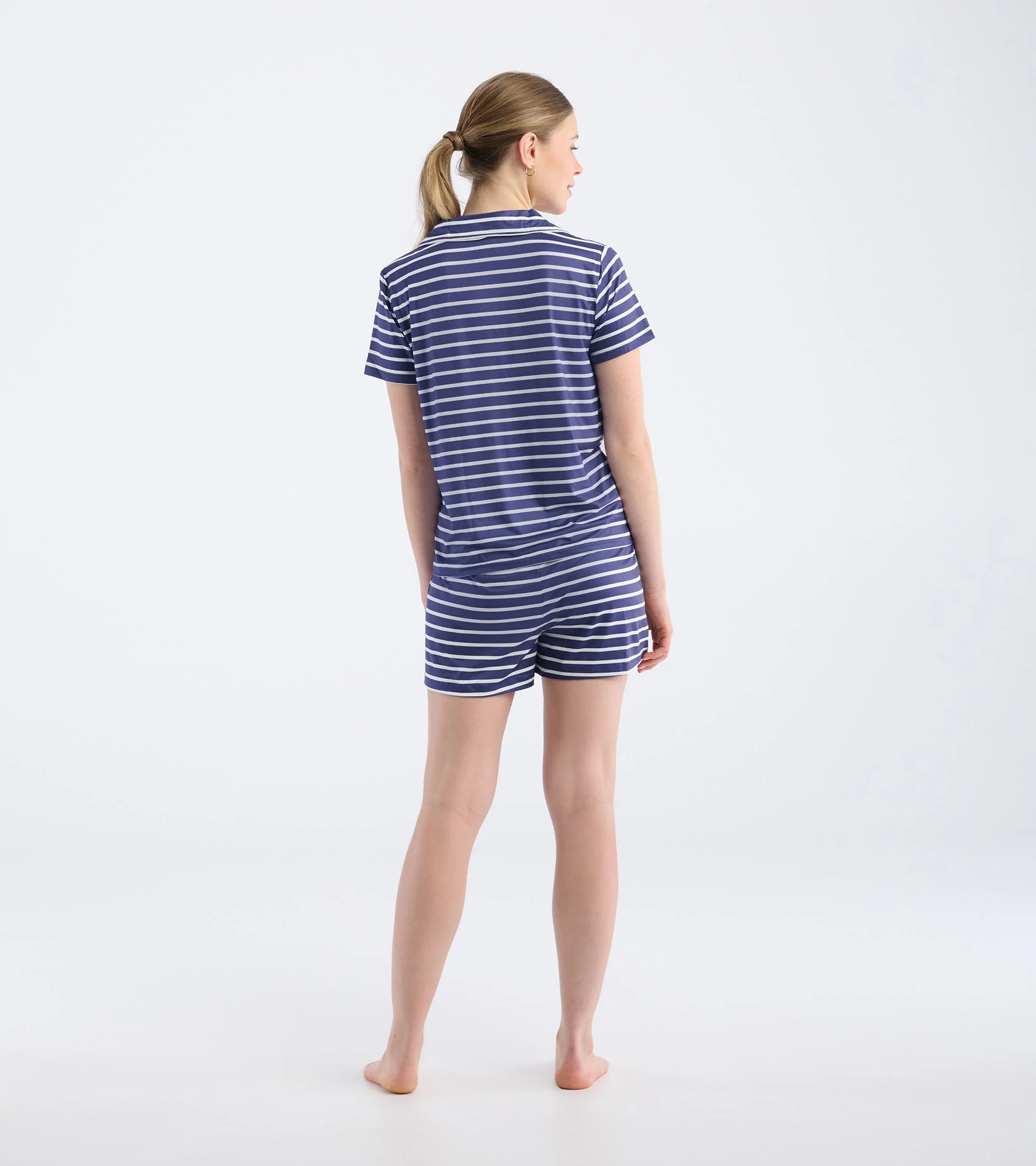 Women's Nautical Stripes Polyknit Short Pajama Set - Image 3